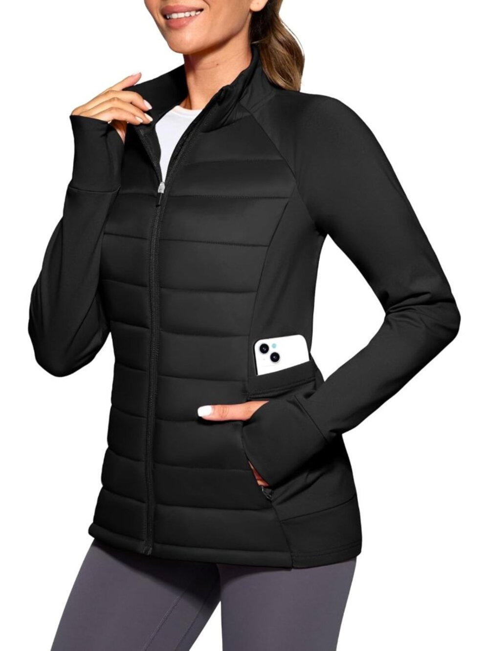 Lightweight Women's Fleece Lined Running Jacket - Warm Winter Fall Coat